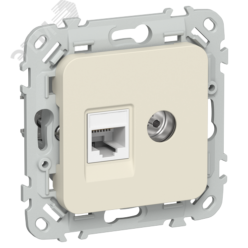 FLITE Розетка 2-местная RJ45/TV категория 5Е UTP РКТВ5е-2-0-ФлСл сливочный IEK