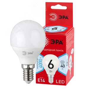 Лампа светодиодная LED 6 Вт 320Лм 4000К шар нейтральный E14 220-240В LED P45-6W-840-E14 Red Line