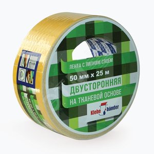 Двусторонняя лента 38 мм х 10м ткань в индивидуальной упаковке Klebebander /48