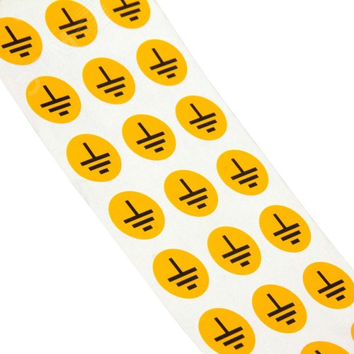 Знак "Заземление", полиэстер.  Диаметр 40мм, круг.Упаковка - 500шт.