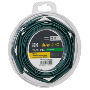 Трубка термоусадочная ТТУ нг-LS 3/1,5 зеленая (2м/упак) IEK