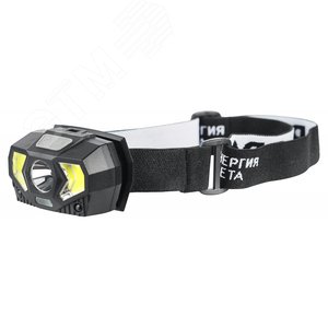 Фонарь налобный светодиодный 5Вт 300Лм IP40 SMD+COB 7 режимов на батарейках 3xAAA (в комплект не входят) GB-608 черный