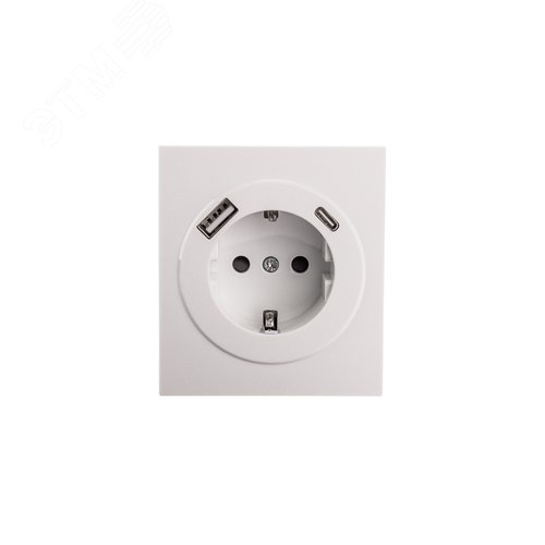 Розетка STRONG одинарная с/з скрытой установки з/ш 16А с USB A+C быстрой зарядки 5В/3А механизм жемчуг