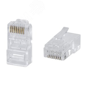 Коннектор RJ-45 под витую пару, категория 6 , универсальный (для одножильного и многожильного кабеля) для проводников с толщиной по изоляции до 1,05 мм