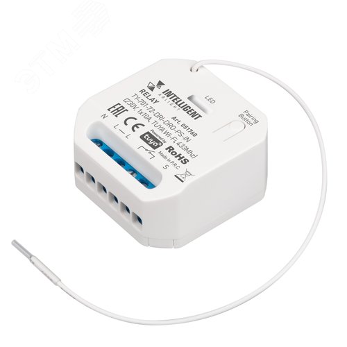 Модуль релейный INTELLIGENT ARLIGHT TY-701-72-DRI-DRO-PS-IN (230V, 1x10A, TUYA Wi-Fi, 433Mhz) (IARL, IP20 пластик, 3 года)