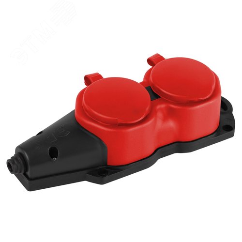 Колодка KX-2e-RED-IP44 каучуковая с заземлением 2 розетки 16A IP44 красная