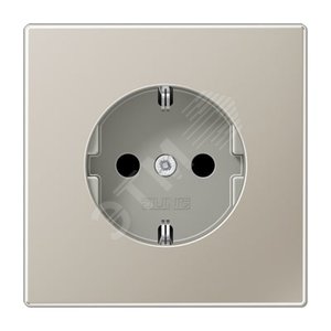 Штепсельная розетка SCHUKO одинарная, с заземлением, без шторок, 16A, 250В  (механизм + накладка, без рамки). Серия LS990  Материал- металл  благородная сталь
