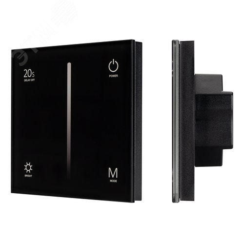 Панель SMART-P36-DIM-IN Black (230V, 1.5A, TRIAC, Sens, 2.4G) (ARL, IP20 Пластик, 5 лет)