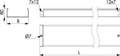 Лоток 200х80 L=3000мм толщина 1.0мм