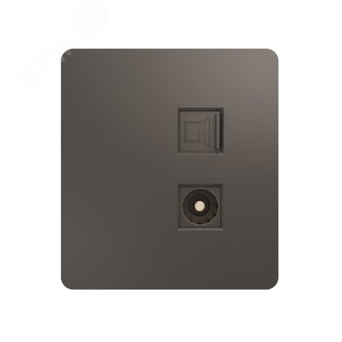 Розетка ROUND компьютерная RJ45 кат6 + TV скрытой установки механизм титан