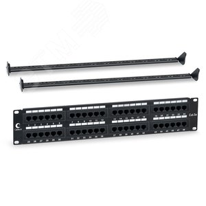 Патч-панель IDC 19' (2U), 48 портов RJ-45, категория 5e, Dual IDC, с задним кабельным организатором