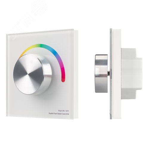 Панель SMART-P8-RGB-G-IN White (12-24V, 3x4A, Rotary, 2.4G) (, IP20 Пластик, 5 лет)