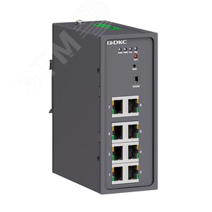 Промышленный управляемый коммутатор, 8х10/100Base-T(X) портов RJ45, консольный порт Mini USB, 24-48В DC (18-72В DC), с резервированием