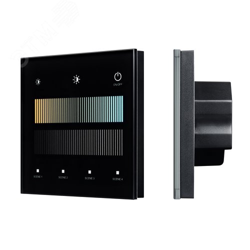 Панель сенсорная INTELLIGENT SMART-DALI-301-11-1G-4SC-MIX-IN Black BUS/24V, Touch, 2.4G IARL, IP20, стекло, 5 лет