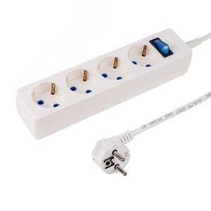 Фильтр сетевой PROconnect STANDARD 4 гнезда, 5 м, 3х0.75 мм, с/з + автовыключателем, белый