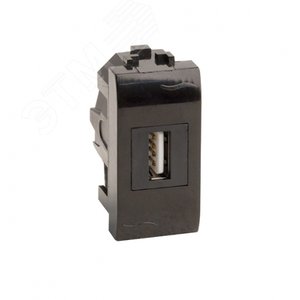 Розетка USB 2.0 Brava черная 1 модуль
