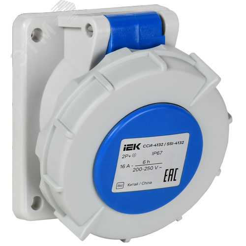 Розетка встраиваемая ССИ-4132 16А-6ч/220В 2P+PE IP67 IEK