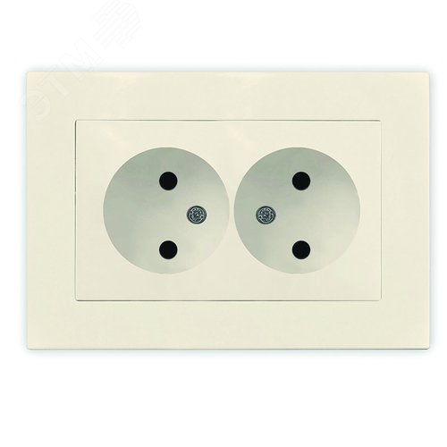Розетка двухместная UNIVersalсерия Афина б/з, с/у, 16А, 220В, слоновая кость (ivory) (еврослот), механизм