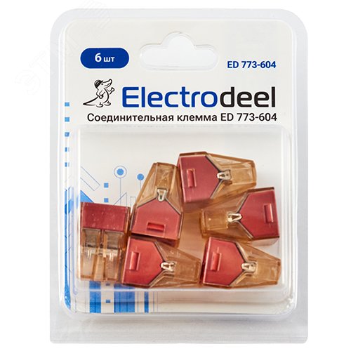 Клемма соединительная  4-контактная Elеctrodeel ED 773-604-b6, сечение 1,5-4,0 мм2, 32А/400В (упаковка 6 штук)