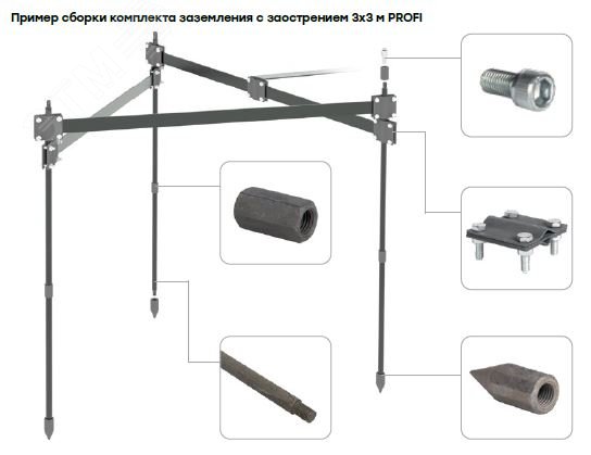 Комплект заземления с заострением 3х3м PROFI, HZ PROxima