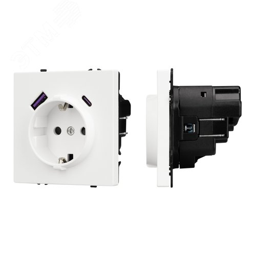 Механизм розетки с USB зарядкой SCT-NOBE-MUAC-SFPL-WH 230V, 16A, Белый, 1 пост