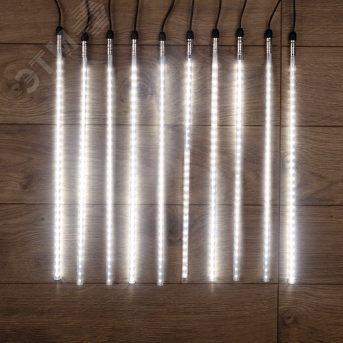 Гирлянда Тающие сосульки 24 В, комплект 10 штук х 50 см, шаг 100 см, 600 LED, белый