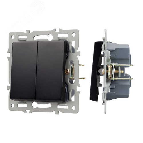 Механизм выключателя двухклавишный непроходной SWT-MK02-PL-BK 250V, 16A