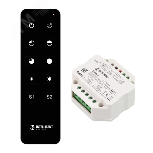 Диммер SMART-SET-TRIAC-601-72-DIM-PD-IN Black (230V, 1x1.5A, ПДУ 10кн, 2.4G) (IARL, IP20 Пластик, 5 лет)