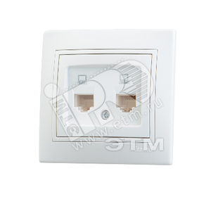 Мира Розетка RJ 45x2 белый с вставкой белый