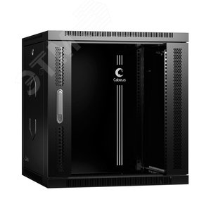 Шкаф телекоммуникационный настенный разобранный 19дюйм 12U 600x450x635mm (ШхГхВ) дверь стекло, цвет черный