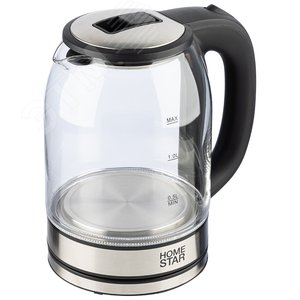 Чайник стеклянный HS-1042 на 1.8 л, цвет черный