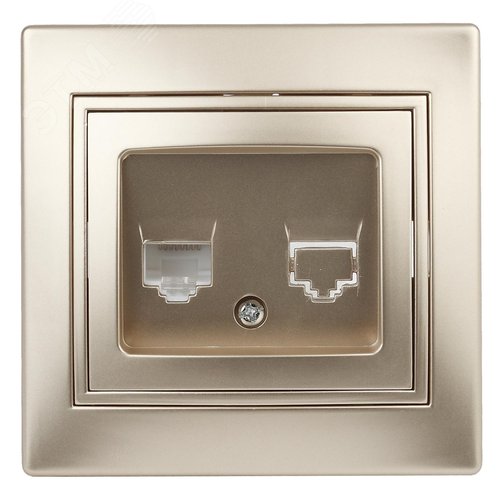 Розетка телефонная RJ11, СУ, Plano, шампань, 1-302-04