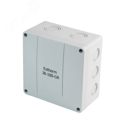 Коробка распределительная Extherm JB-100-GR       140*140*76 мм IP 66, серая, в комплекте с клеммнымрядом 10х10 кв.мм., 76А