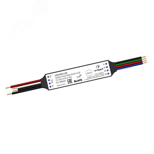 Контроллер SMART-K46-RGB-PUSH-SUF (12-24V, 3x1A, 2.4G) ( Пластик)