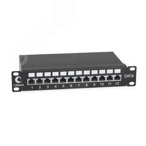 Патч-панель PL-12-Cat.6 10-SH-Dual IDC 10, установочный размер 236 мм, 12 портов RJ-45 полностью экранированная, категория 6, Dual IDC