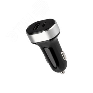 Автозарядка в прикуриватель АЗУ USB-A+USB-C 3.1 A черная