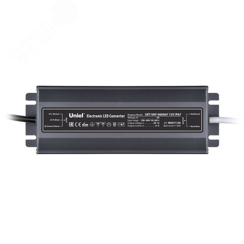 Блок питания UET-VAF-060A67 12V IP67 ультратонкий, 60Вт. Металлический корпус