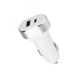 Автозарядка в прикуриватель АЗУ USB-A+USB-C 3.1 A белая