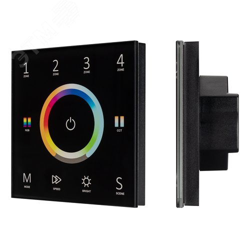 Панель Sens SMART-P67-MULTI Black 230V, 4 зоны, 2.4G ARL, IP20 пластик, 5 лет