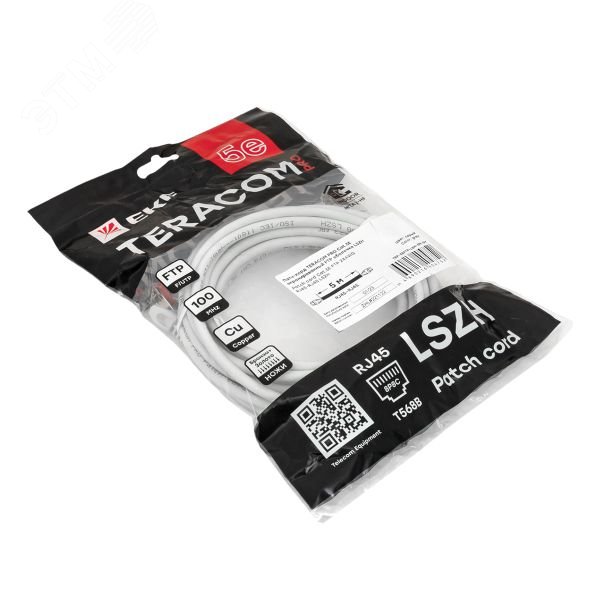 Патч-корд TERACOM PRO Cat.5E экранированный FTP оболочка LSZH серый (5.0м)