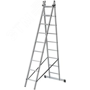 Лестница двухсекционная алюминиевая, 2x9 ступеней, H=257/426см, вес 7.34 кг