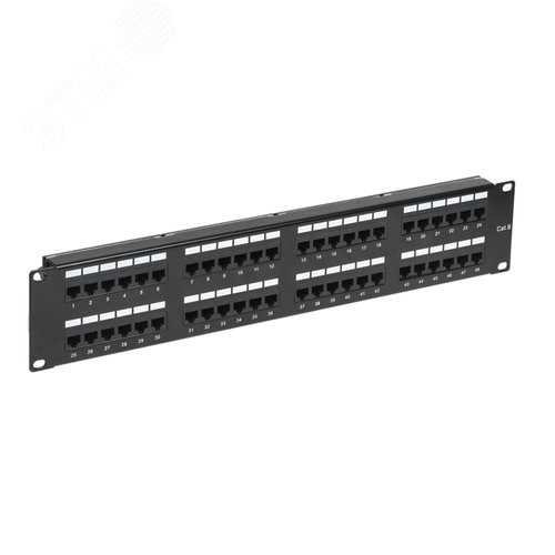 Патч-панель с кабельными органайзерами 19дюймов 2U 48 портов UTP RJ-45 CAT 6