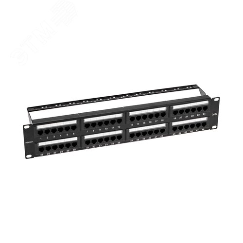 Патч-панель с кабельными органайзерами 19дюймов 2U 48 портов UTP RJ-45 CAT 5e