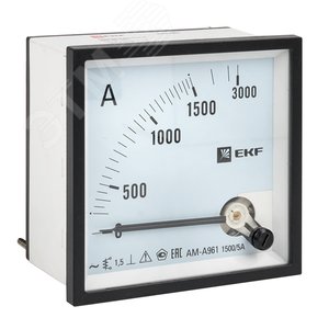 Амперметр AM-A961 аналоговый на панель 96х96 (квадратный вырез) 1500А трансформаторное подключение PROxima