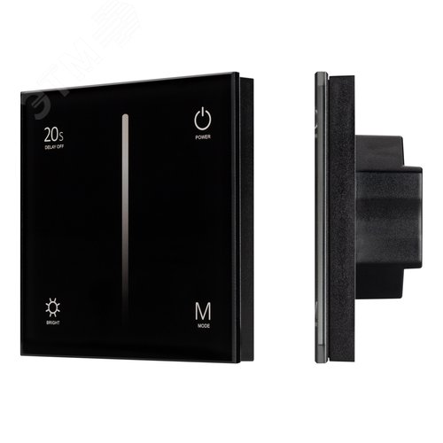 Панель SMART-P6-DIM-G-IN Black 12-24V, 4x3A, Sens, 2.4G IP20 пластик, 5 лет