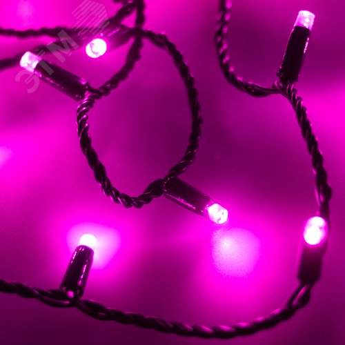 Гирлянда светодиодная декоративная ARD-STRING-CLASSIC-10000-BLACK-100LED-FLASH PINK 230V, 7W ARDCL, IP65