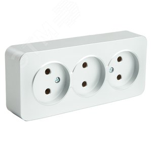 Розетка трехместная б/з 250В 10А серия София серебро STEKKER