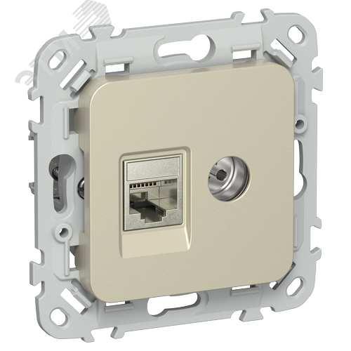 FLITE Розетка 2-местная RJ45/TV категория 6 STP РКТВ6-2-1-ФлШ шампань IEK