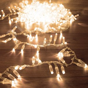 Гирлянда кластер 10 м, 400 LED, прозрачный ПВХ, IP65, соединяемая, свечение тёплый белый