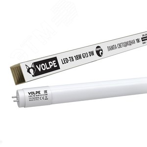 Лампа светодиодная, матовый рассеиватель LED-T8-18W/DW/G13/FR/FIX/N, дневной свет, цоколь G13 неповоротный, ТМ Volpe
